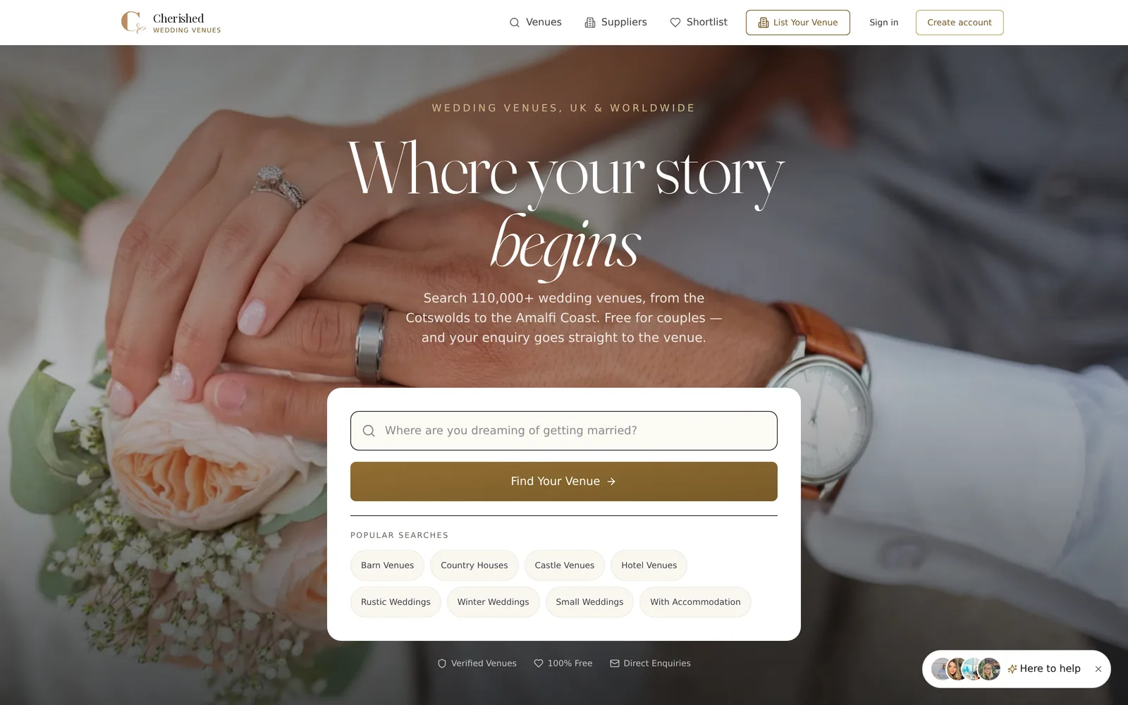 Cherished Wedding Venues homepage