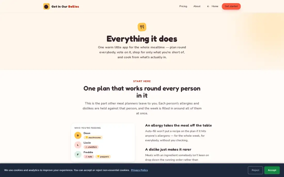 Get In Our Bellies features page